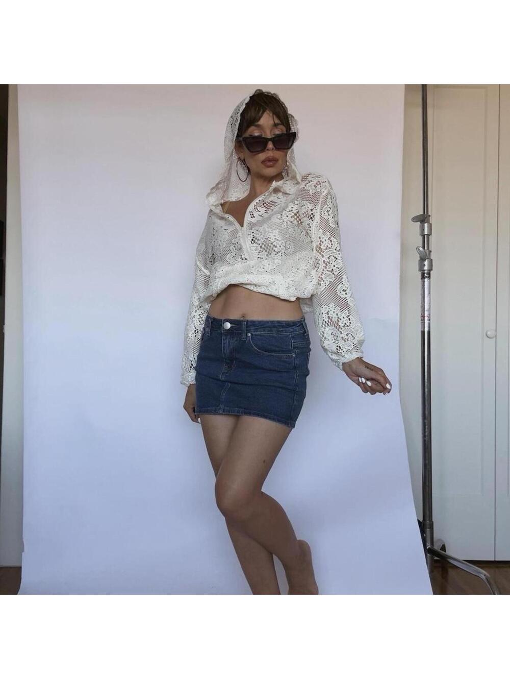 White crochet Hoodie Top